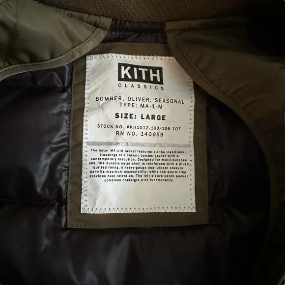 Kith Longline Bomber Jacket Size L Olive Green - Picture 6 of 12